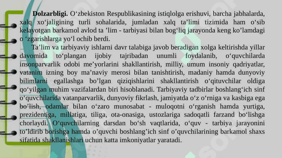BOSHLANG’ICH TA’LIMDA TARBIYA JARAYONINI DEMOKTARLASHTIRISH 5