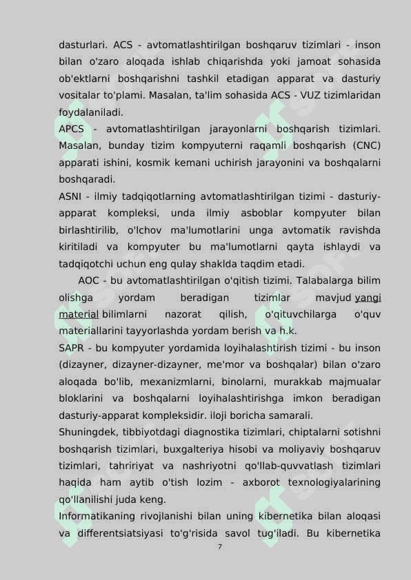 INFORMATIKANI BOSHQA FANLAR BILAN ALOQADORLIKDA O'QITISH METODIKASI 7