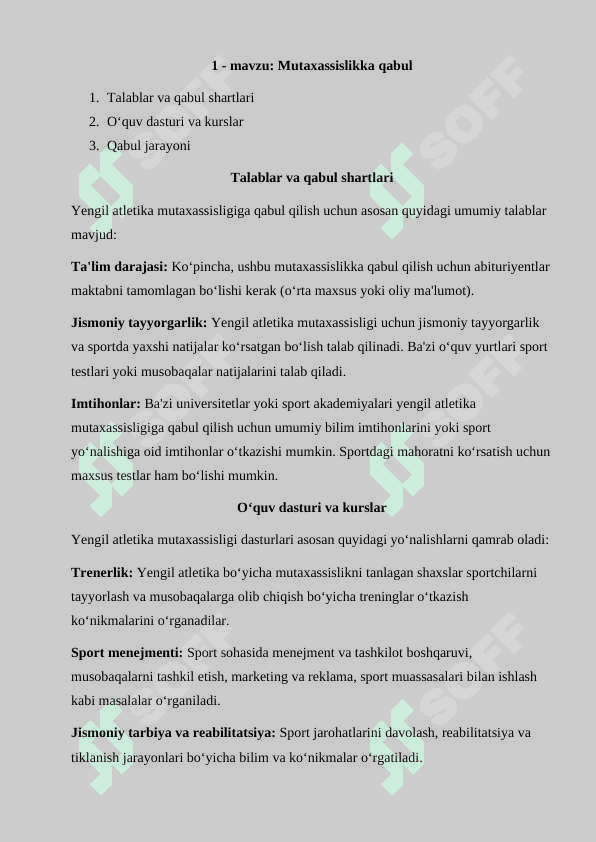 Yengil atletikodan mavzulashtirilgan mustaqil ish 2