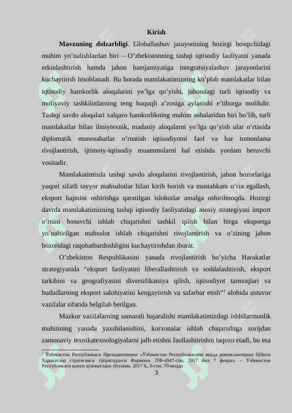 O‘ZBEKISTONNING DUNYONING RIVOJLANGAN DAVLATLARI BILAN IQTISODIY HAMKORLIGI 3
