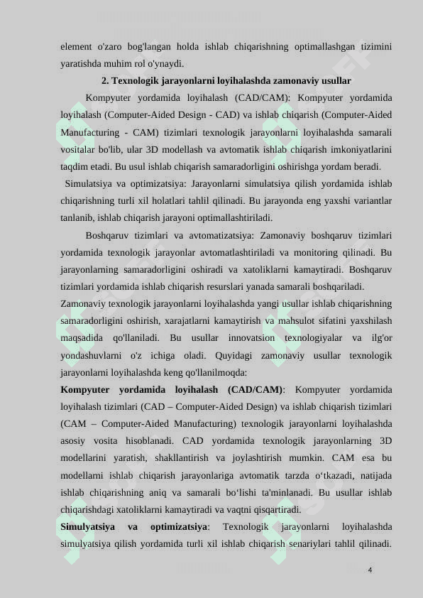 Texnologik jarayonlarning loyihalashni zamonaviy usullari 4