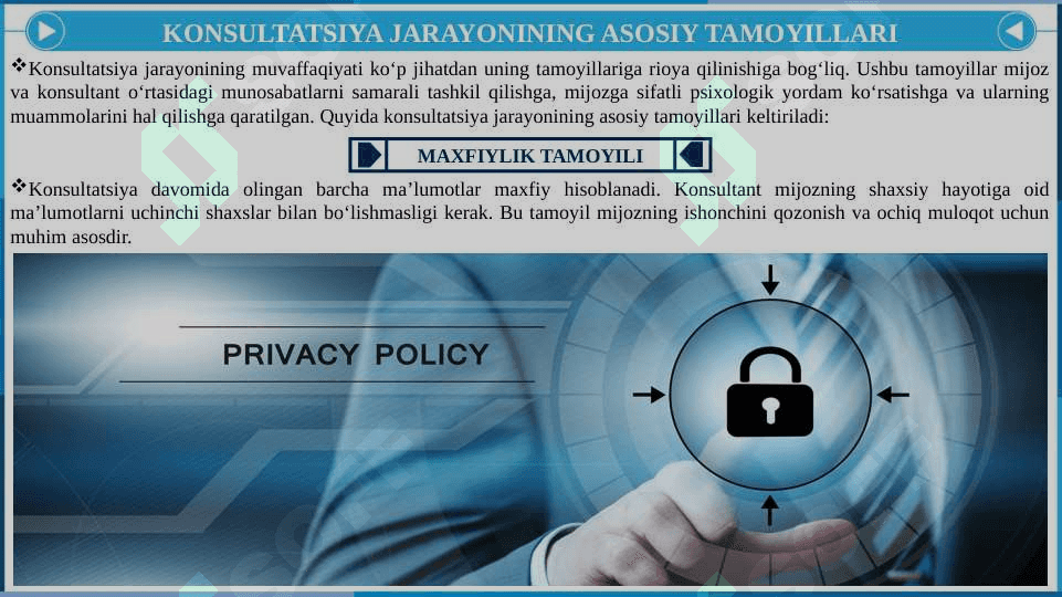 Konsultantning konsultatsiya jarayonidagi o‘rni va roli 7
