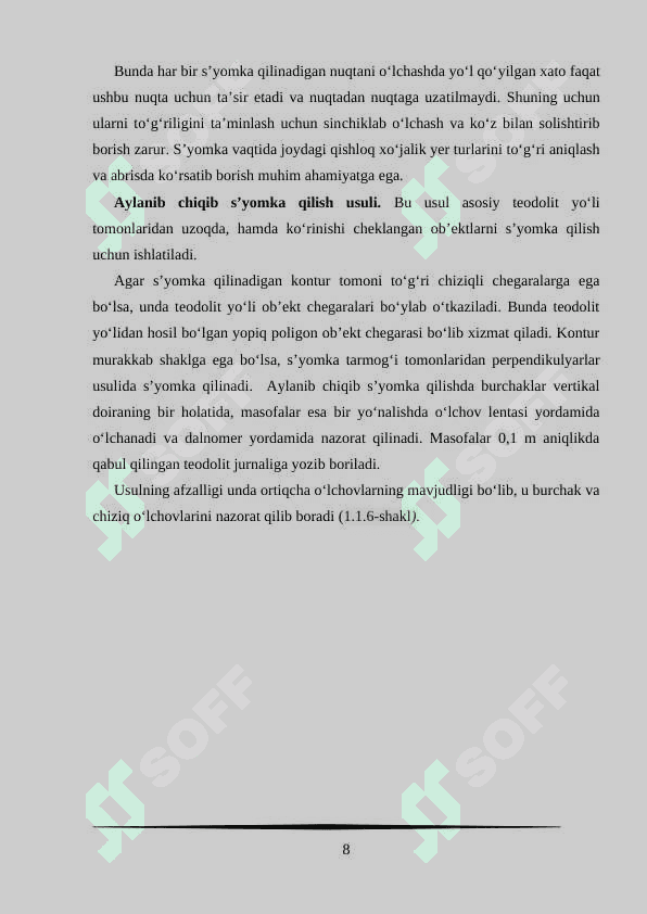 Teodolit s’yomka natijalarini ishlab chiqish va planini tuzish 8