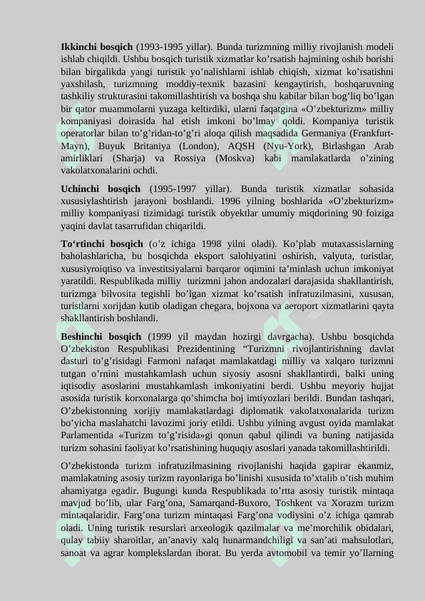 Xalqaro turizm xizmatlar bozorida o`tkazilayotgan islohatlar 3