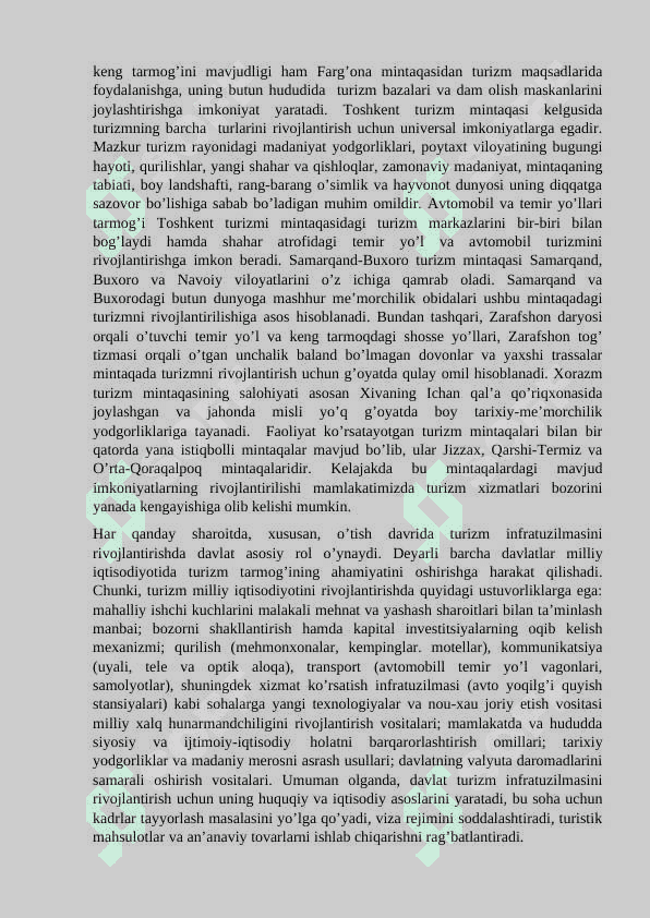 Xalqaro turizm xizmatlar bozorida o`tkazilayotgan islohatlar 4