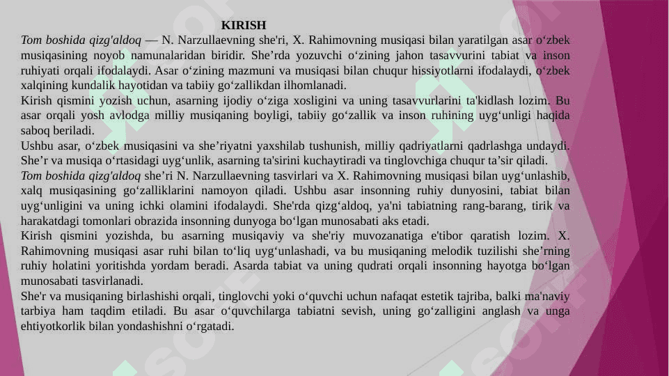Tom boshida qizg'aldoq N.Narzullaev sheri H.Rahimov musiqasi 2