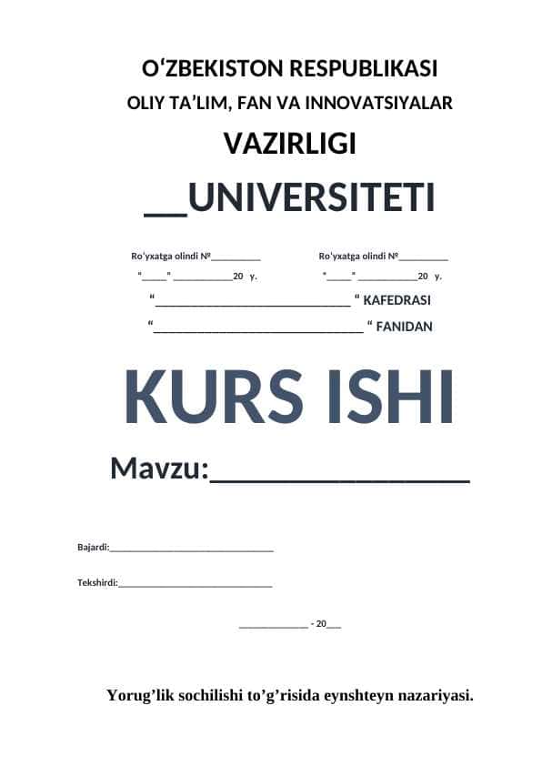 Yorug’lik sochilishi to’g’risida eynshteyn nazariyasi. 1