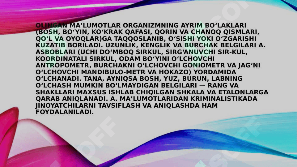 Antropometrik ko'rsatgichlarni aniqlash.Somatometrik ko'rsatgichlarni aniqlash 7