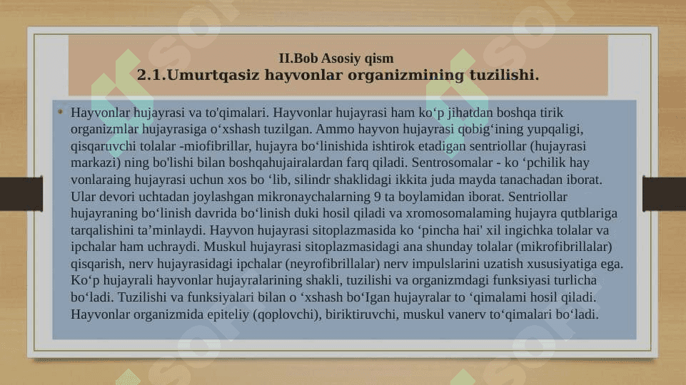 Umurtqasiz hayvonlarni xilma-xilligi turli xil muhitda yashashga moslashganligi natijasi 8