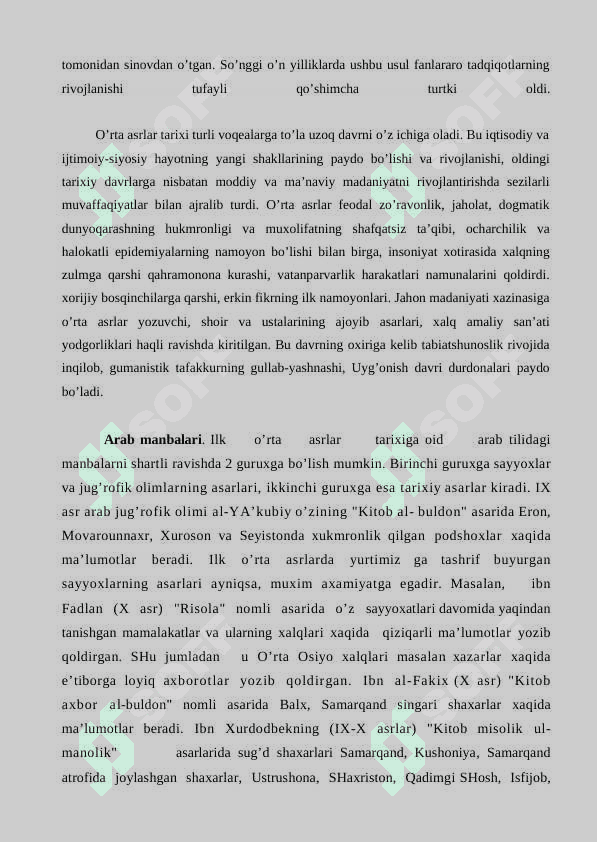Ilk o’rta asrlar tarixiga oid arab tilidagi yozma manbalar 2