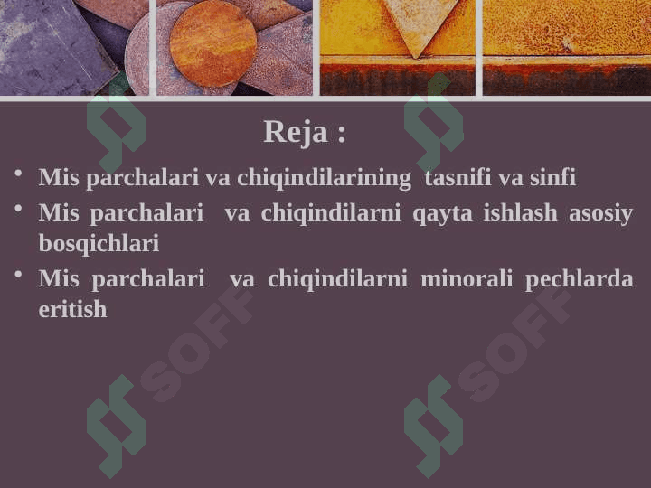 Mis tarkibli temir-tersak va chiqindilarni minorali pechlarda eritish 2