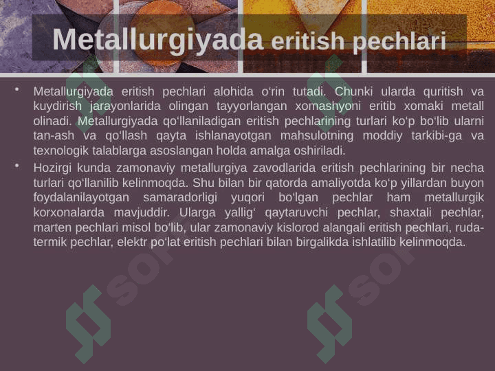 Mis tarkibli temir-tersak va chiqindilarni minorali pechlarda eritish 4