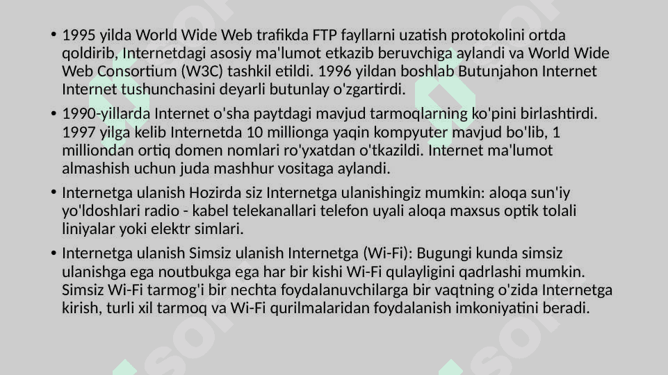 Internet tarmog’i va uning tashkil etilishi 5