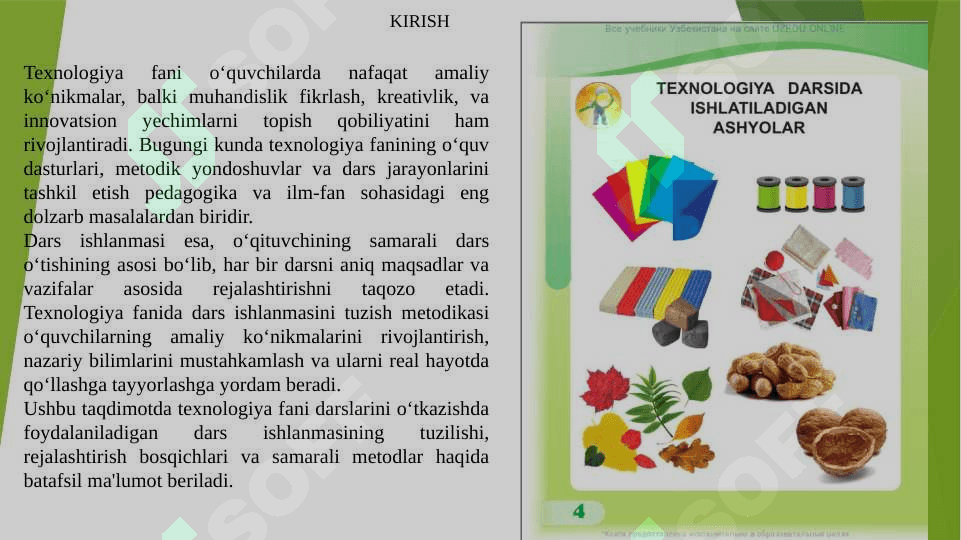Texnologiya o'qitish metodikasi fanining nazariy va amaliy asoslari. Texnologiya o'qitish metodikasi fanining o'qitish metodologiyasi. texnologiya fanini o'qitish tamoyillari. Texnologiya fani nazariyasining asosiy negizlari. Texnologiya fani ta'limi va tarbiyaning uzviyligi 2