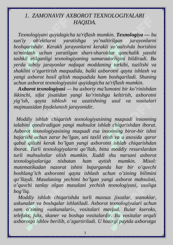 KURS ISHIInternet texnologiyalari haqida ma`lumot 3