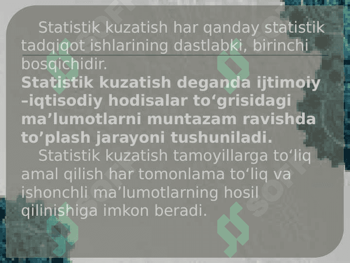 Statistik kuzatish uslubiyoti 3