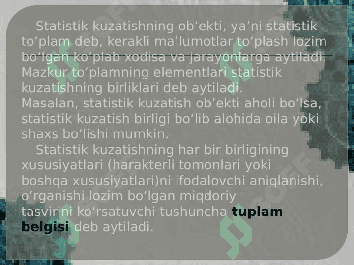 Statistik kuzatish uslubiyoti 4