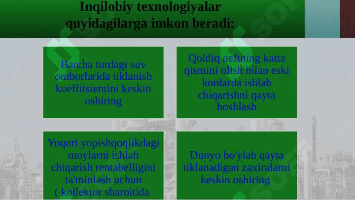 Neftni qazib chiqarish, tashish va qayta ishlash 6