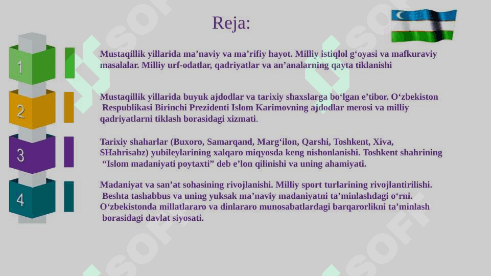 Mustaqillik yillarida O‘zbekistondagi ma’naviy  va madaniy taraqqiyot 2