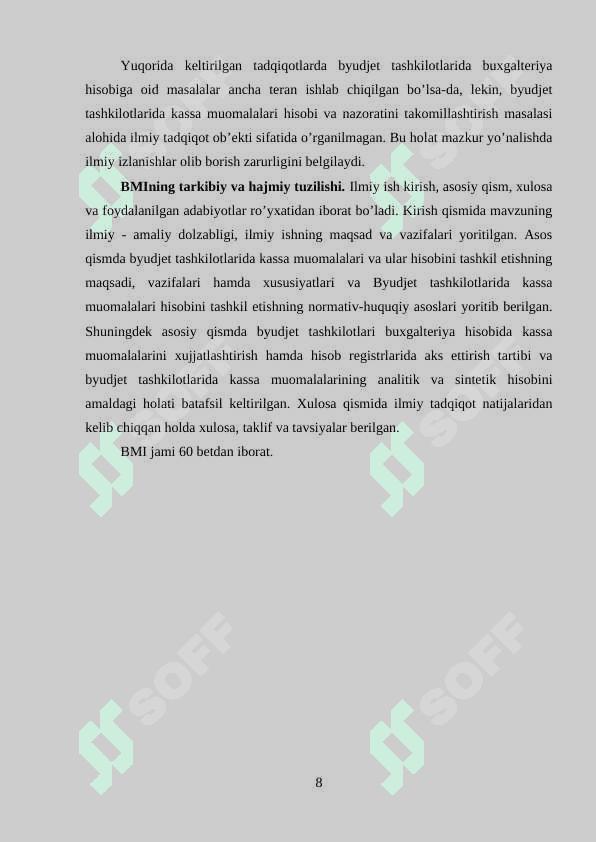 Byudjet tashkilotlarida kassa va kassa operatsiyalari 8