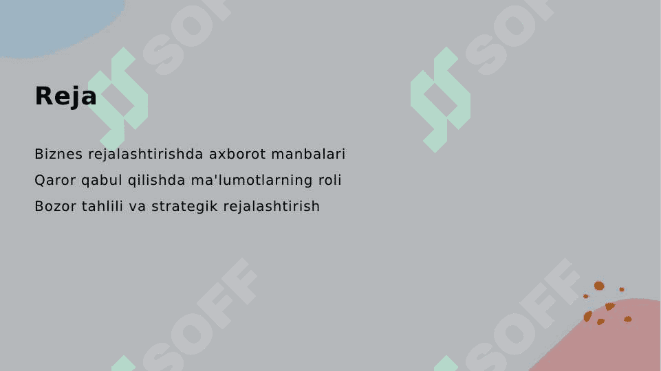 Biznes rejaning axborot manbai 2