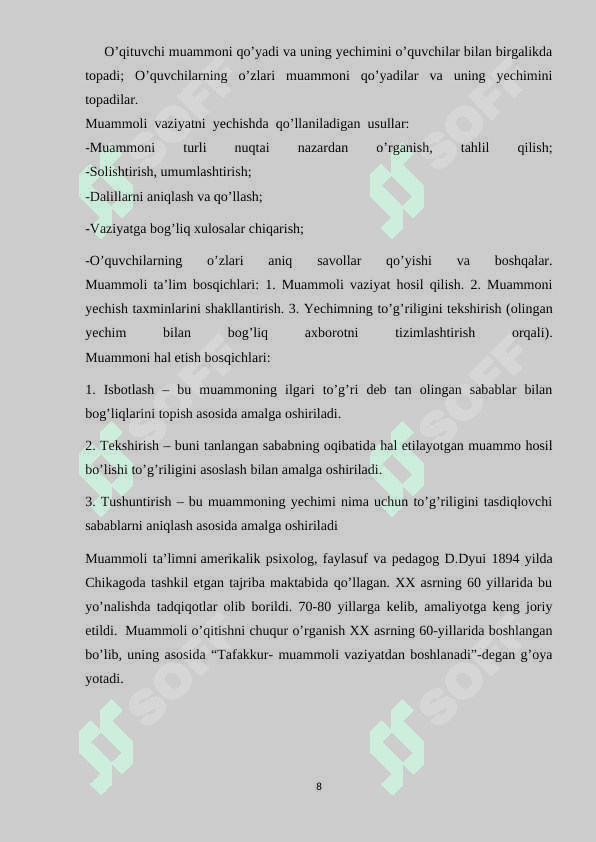 Fizika o’qitishda yangi pedagogik texnologiyadan foydalanishning o’ziga xos jihatlarini aniqlash 8