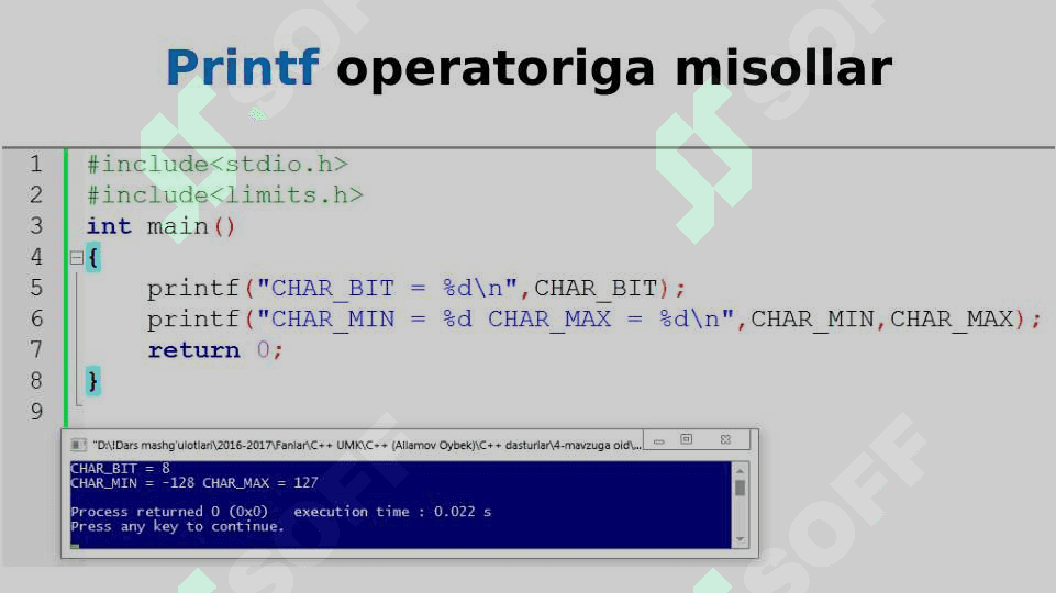 C++ da kiritish chiqarish operatorlari va arifmetik amallar 6