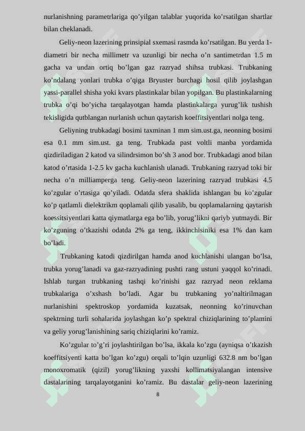 Lazer nuri yordamida ayrim jarayonlarni nazorat qilish 8