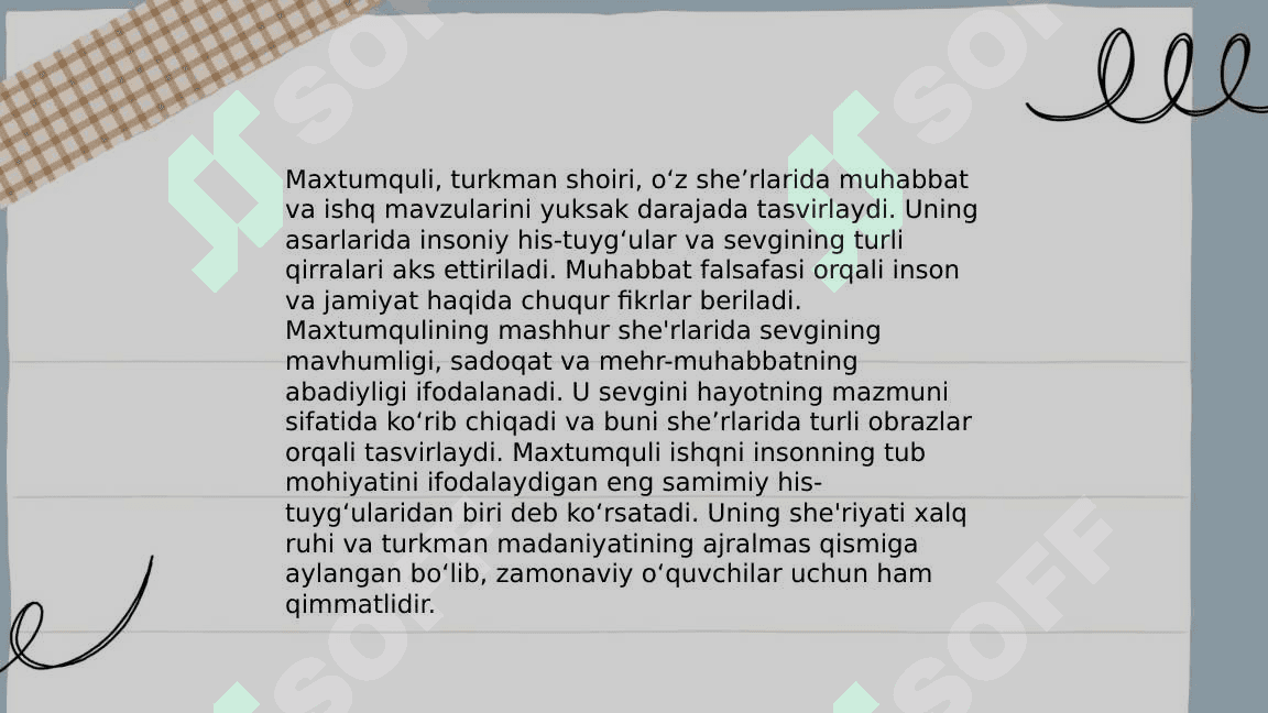 Maxtumquli she'rlari tahlili 4