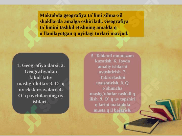 Oz  komplektlangan maktablarda geografiya darslarni loyixalash usullarini o‘rganish 4