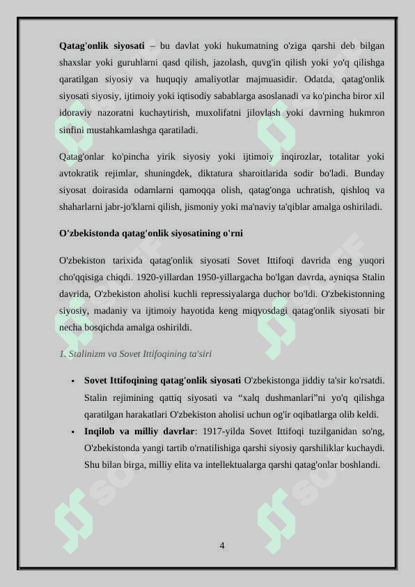 O'zbekistonda amalga oshirilgan qatag'onlik siyosati 4