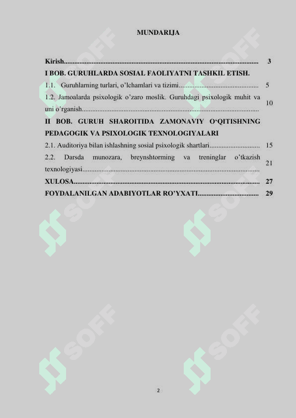 GURUH SHAROITIDA ZAMONAVIY O‘QITISHNING  PEDAGOGIK VA PSIXOLOGIK TEXNOLOGIYALAR 2