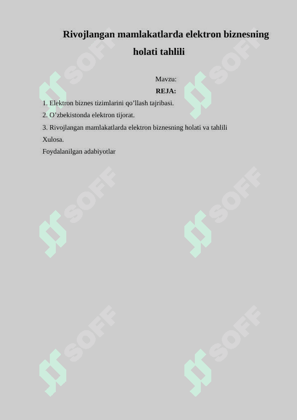Rivojlangan mamlakatlarda elektron biznesning holati tahlili 2