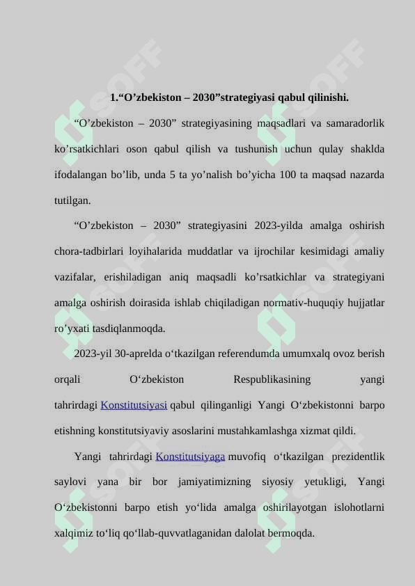 “O‘ZBEKISTON — 2030”  STRATEGIYASI KONSEPSIYASI 4