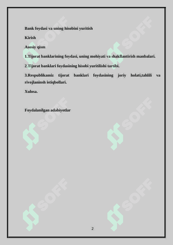 Bank foydasi va uning hisobini yuritish 2