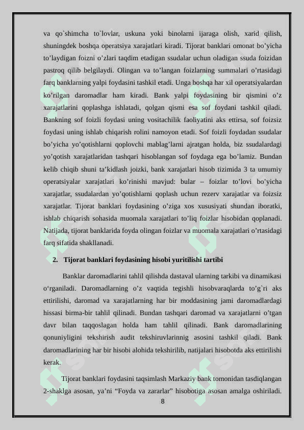 Bank foydasi va uning hisobini yuritish 8
