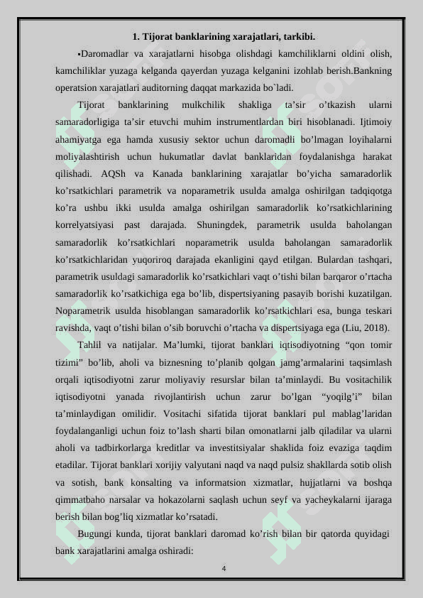 Tijorat banklarini foizli va foizsiz xarajatlari tahlili 4