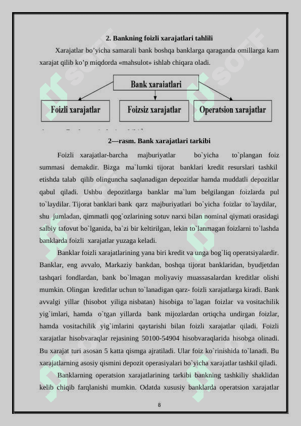 Tijorat banklarini foizli va foizsiz xarajatlari tahlili 8