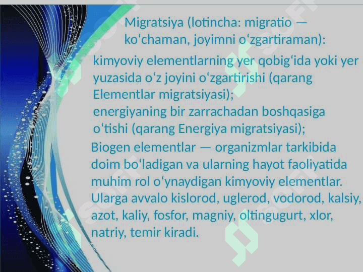 Kimyoviy elementlarni migratsiyasini o’rganish 4