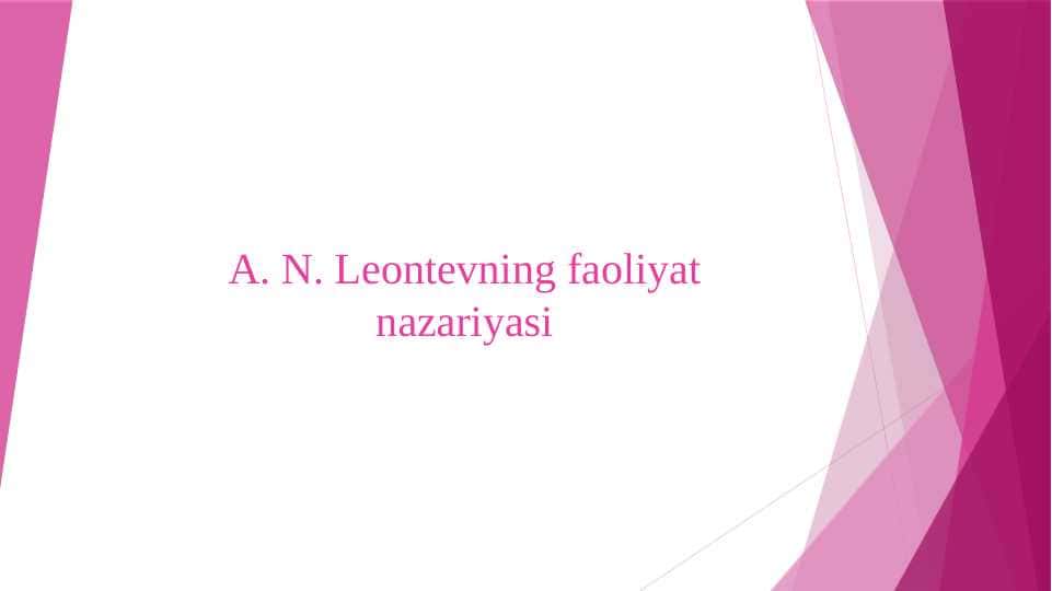 A. N. Leontevning faoliyat nazariyasi 1