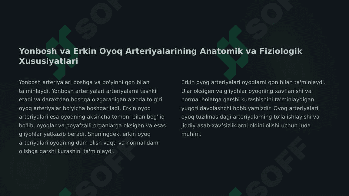 Yonbosh va erkin oyoq sohalardagi artriyalar taraqqiyotiga tashqi omillarning ta'siri 3