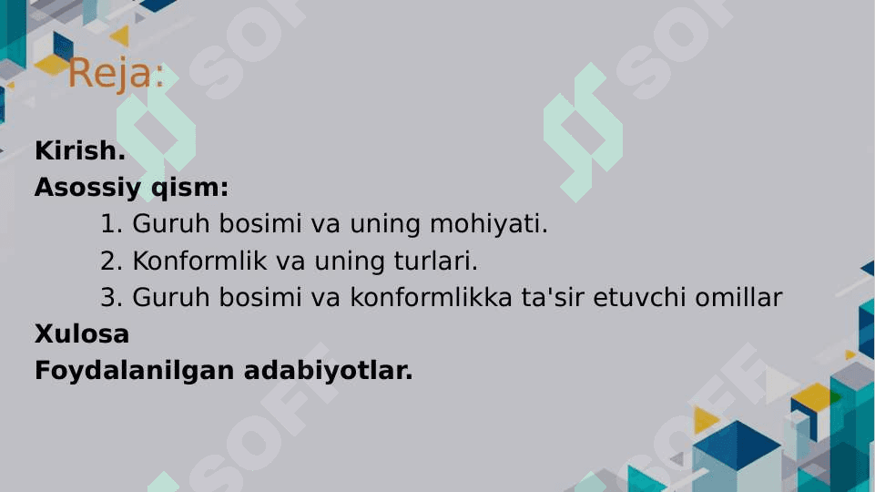 Guruh bosimi. Konformlik turlari 2