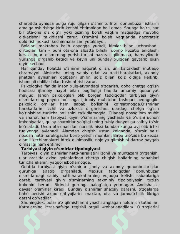 Xulqi og‘ishgan bolalarning ota-onalari bilan amaliyotchi psixologning faoliyati 2