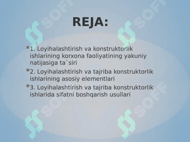 Loyihalashtirish va tajriba konstruktorlik ishlarida sifatni boshqarish 2