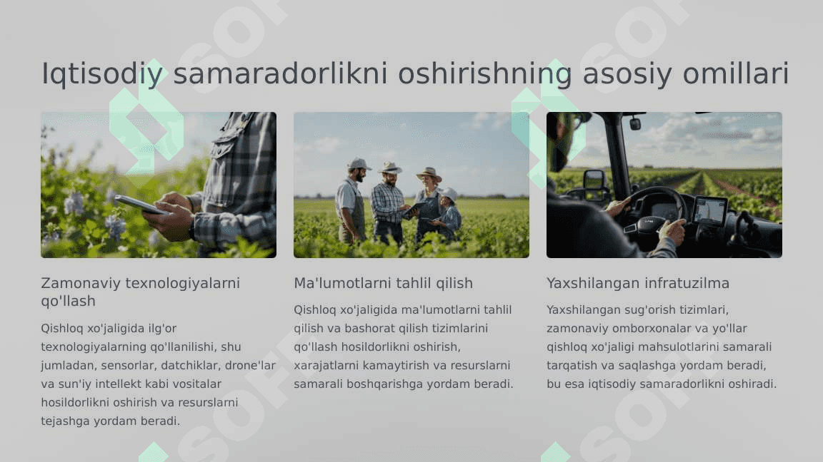Qishloq xo'jaligida yangi texnika va ilg'or texnalogiyalarning iqtisodiy samaradorligi 4