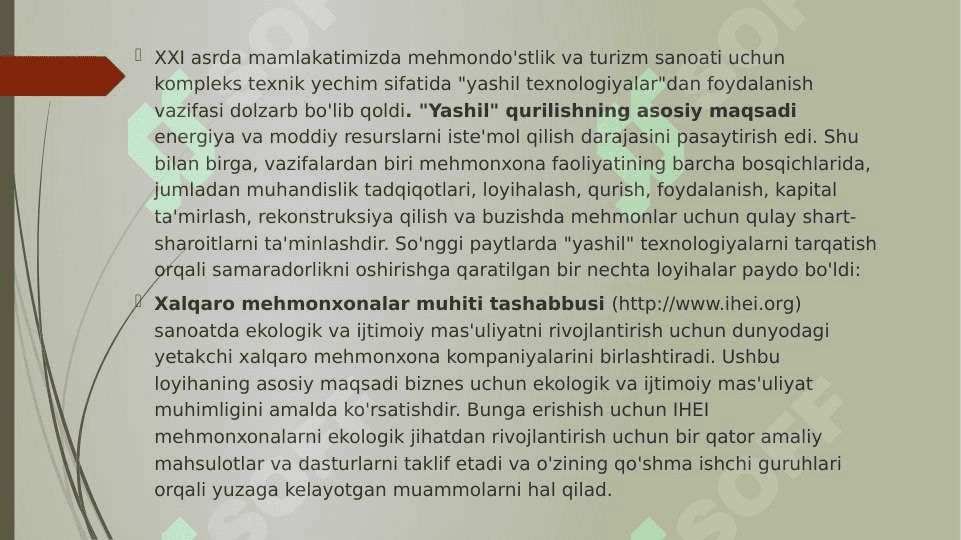 Atrof-muhitga zarar yetkazmaslik uchun mehmonxonani rejalashtirishda ekologik strategiyalar 2