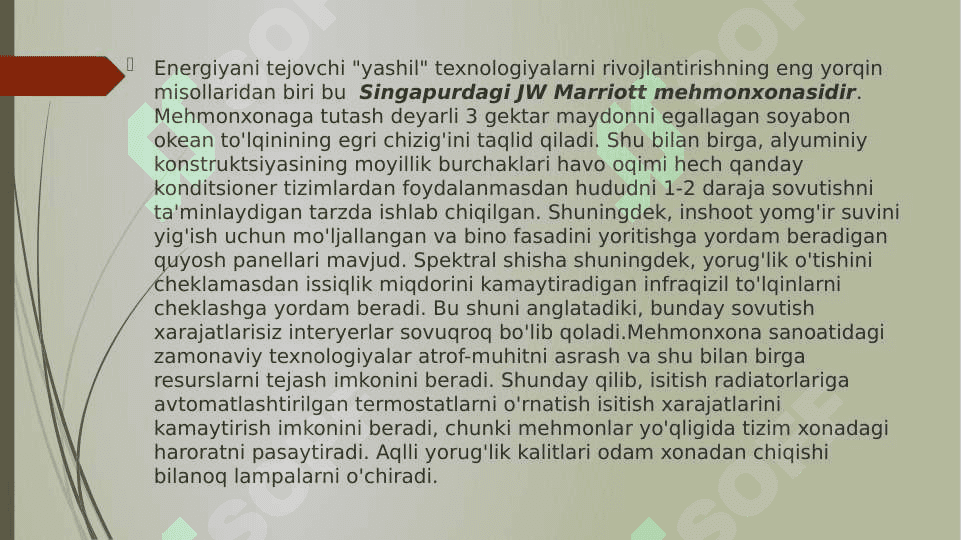 Atrof-muhitga zarar yetkazmaslik uchun mehmonxonani rejalashtirishda ekologik strategiyalar 5