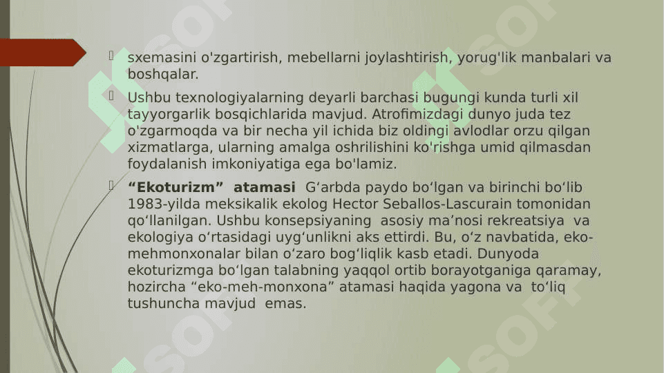 Atrof-muhitga zarar yetkazmaslik uchun mehmonxonani rejalashtirishda ekologik strategiyalar 8