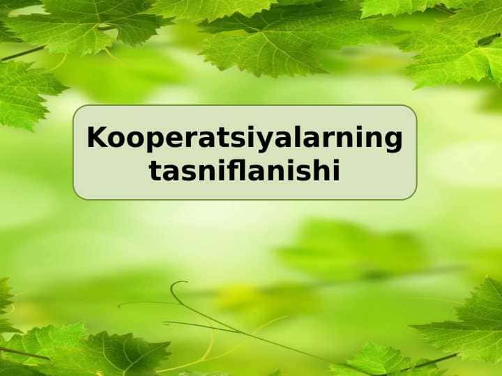 Kooperatsiyalarning tasniflanishi 1