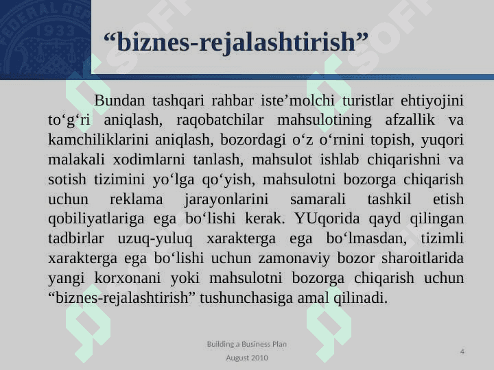 Mehmonxona xo‘jaligida biznes-reja 4